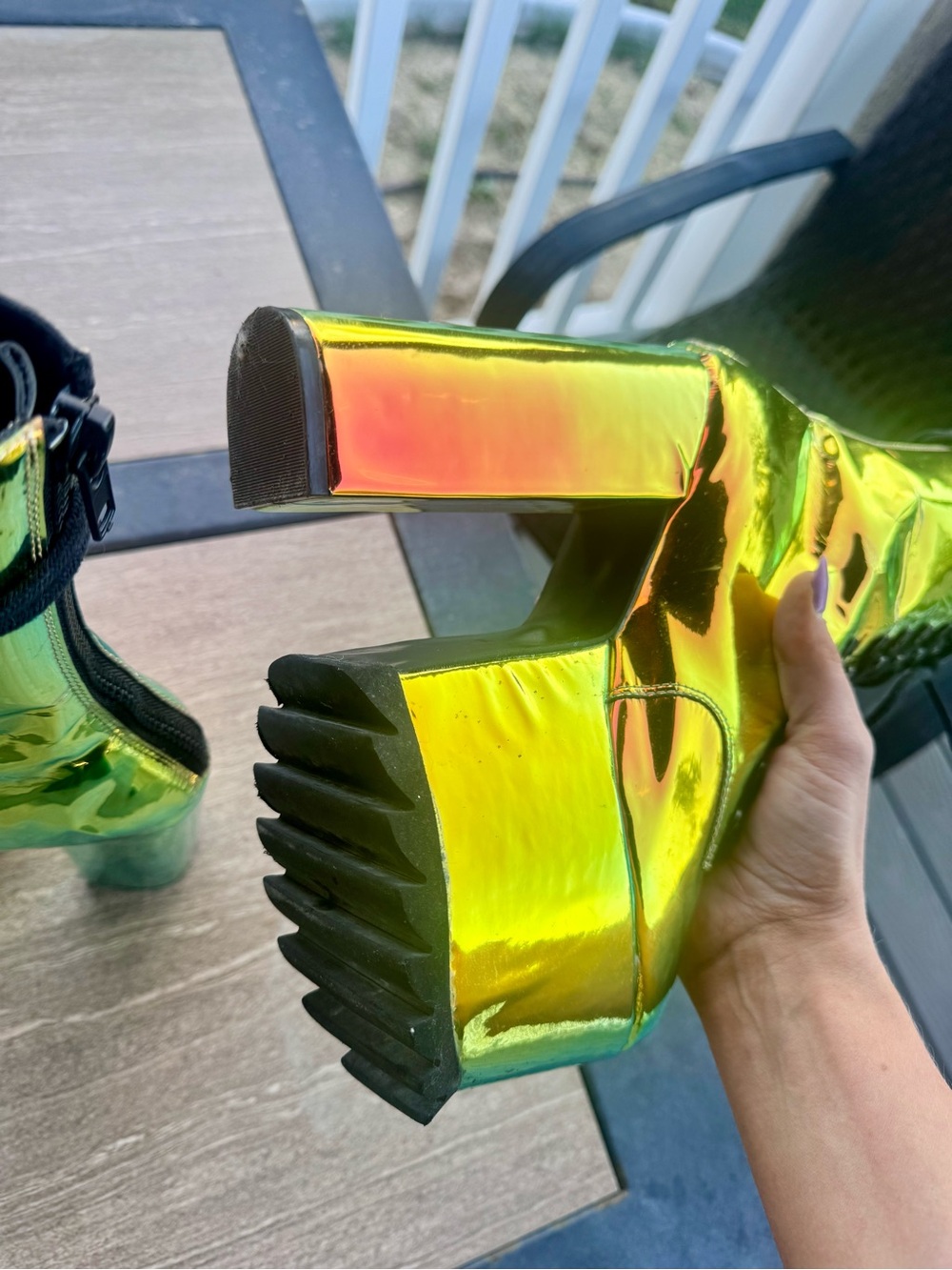 Dolls Kill Holographic Platform Combat Boots Size 7 - Picture 9 of 12
